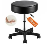 VEVOR Round Rolling Stool Swivel Stool with Wheels PU Leather Height Adjustable