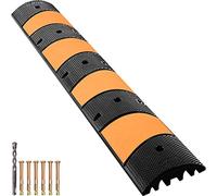 VEVOR Rubber Speed Bump, 1 Pack 2 Channel Speed Bump Hump, 72.8" Long Modular Speed Bump Rated 22000 LBS Load Capacity, 72.8 x 12.2 x 2.2 Garage Speed Bump for Asphalt Concrete Gravel Driveway-6 FT