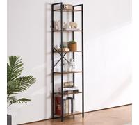 Vevor Rustic Metal Bookshelf 6-Tier Tall Narrow Industrial Storage Unit