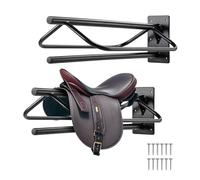 VEVOR Saddle Rack with Pad Bar, 23.8 x 12.6 x 10.2 in, 2 Packs Wall Mounted Saddle Stand, Heavy-Duty Steel Saddle Holder, Western & English Saddle Rack for Horse Stall, Barn, Trailer, Tack Room
