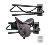 VEVOR Saddle Rack with Pad Bar 23.8 x 12.6 x 10.2 in 2 Packs Wall Mounted Saddle Stand Heavy-Duty Steel Saddle Holder Western & English Saddle Rac