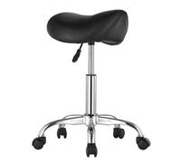 VEVOR Saddle Stool with Wheels, 450 LBS Weight Capacity Ergonomic Rolling Stool, Height Adjustable Thickened PU Leather Swivel Saddle Chair for Salon, Spa, Massage, Tattoo, Clinic, Black