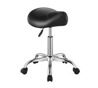 VEVOR Saddle Stool with Wheels, 450 LBS Weight Capacity Ergonomic Rolling Stool, Height Adjustable Thickened PU Leather Swivel Saddle Chair for Salon, Spa, Massage, Tattoo, Clinic, Black