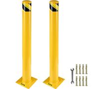 VEVOR Safety Bollard, 36 Inch Height Bollard Post, 5.5 Inch Diameter Steel Pipe Safety Bollard Post, Yellow Steel Bollard, Steel Safety Bollard with 8 Anchor Bolts, Perfect for Traffic-Sensitive Area