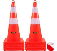 VEVOR Safety Cones, 10PCS 28\" Traffic Cones, PVC Orange Construction Cones, 2 Reflective Collars Traffic Cones with Weighted Base and Hand-Held Ring