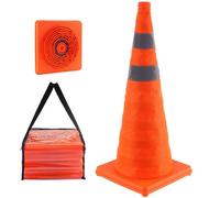 Vevor Safety Cones, Pack Of 4, Collapsible Pop-Up (H)28In/70Cm Orange, High-Visibility Reflective Collars, Stable Wide Base