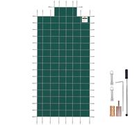 VEVOR Safety Cover for Inground Pools 20x40ft Green Mesh with Central End Steps 1.2x2.4m Solid Safety Cover for Winter Pool, Sun Resistant Wind