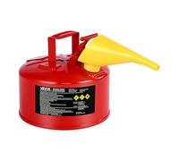 VEVOR Safety Gas Can, 2.5 Gallon Type I Red Safety Can for Gasoline with Stainless Steel Flame Arrester, Self-Closing Lid, and PE Funnel, Carbon Steel Flammable Storage Container with Ergonomic Handle