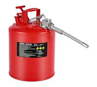 VEVOR Safety Gas Can, 5 Gallon Type II Red Safety Can for Gasoline with Stainless Steel Flame Arrester, Self-Closing Lid & Flexible Metal Spout, Carbon Steel Flammable Storage with Ergonomic Handle