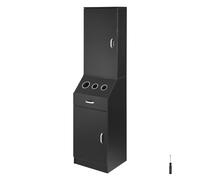 VEVOR Salon Storage Cabinet, Barber Salon Station for Hair Stylist, Hair Stylist Station Set, with 3 Hair Dryer Holders, Cabinets, and A Drawer, Black