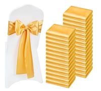 VEVOR Satin Chair Sashes Bows, 100PCS Chair Ribbon Ties Back Sash, 7 x 108 inch, Gold Wedding Reception Decoration, for Wedding Ceremony Baby Shower Party Events Banquet Chair Cover Decoration