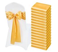 VEVOR Satin Chair Sashes Bows, 50PCS Chair Ribbon Ties Back Sash, 7 x 108 inch, Gold Wedding Reception Decoration, for Wedding Ceremony Baby Shower Pa