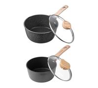 VEVOR Saucepan Set, 1.5 QT & 2.5 QT Nonstick Saucepan with Glass Lids, Multipurpose Cooking Sauce Pots with Detachable Handles, Sauce Pan Kitchen Cooking Pot with Coating, Induction Compatible, Black