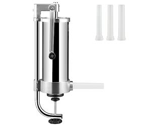 VEVOR Sausage Stuffer, 5LBS/3L Capacity, 304 Stainless Steel Vertical Sausage Stuffer, Sausage Filling Machine with 3 Stuffing Tubes, Suction Base and Manual Crank for Household or Commercial Use