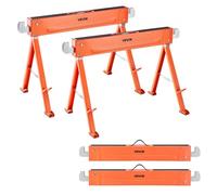 VEVOR Saw Horses, 2 Pack Folding Work Horses, 1323 lbs Load Capacity Sawhorse with Heavy Duty Legs, All-Metal Portable Saw Horse with Non-Slip Foot Pa