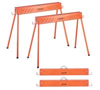 VEVOR Saw Horses, 2 Pack Folding Work Horses, 660 lbs Load Capacity Sawhorse with Heavy Duty Legs, All-Metal Portable Saw Horse with Non-Slip Foot Pads, for Woodworking, Carpenters & Contractors