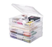 Scrapbook Paper Storage 4 Pack Stackable Plastic Board Game Boxes Clear Case