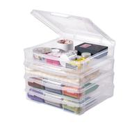 Scrapbook Paper Storage 4 Pack Stackable Plastic Board Game Boxes Clear Case