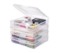 VEVOR Scrapbook Paper Storage 4 Pack Stackable Plastic Board Game Boxes Clear Multi-Purpose Document Case with Rounded Corners and Double Latches