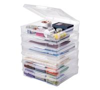 VEVOR Scrapbook Paper Storage, 6 Pack Stackable Plastic Board Game Boxes, Clear Multi-Purpose Document Case with Rounded Corners and Double Latches, for Office Essentials Tools Arts Crafts Supplies