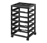 VEVOR 6-Tier Large Capacity with Organizer Top, Black Frame with 4 Removable Wheels, PP Material Cart Only, Rolling Storage for Office Arts and Crafts Supplies, 362 x 405 x 685 mm