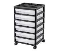 VEVOR Scrapbook Rolling Storage Cart, 6-Tier Large Capacity with Organizer Top, Black Frame with 6 Clear Cases and 4 Removable Wheels, Storage Organizer Rolling Cart for Arts and Crafts Supplies