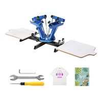 VEVOR Screen Printing Machine, 4 Color 2 Station 360° Rotable Silk Screen Printing Press, 21.2x17.7in / 54x45cm Screen Printing Press, Double-Layer Positioning Pallet for T-Shirt DIY Printing