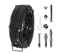 VEVOR Sectional Drain Cleaning Cable 100FT/30.5 m x 5/8In/1.6 cm & 7 Cutters for 0.8"-3.9"/2-10 cm Pipes