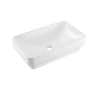 VEVOR Semi Recessed Bathroom Sink, 19.29 x 12.01 Inch Rectangular White Ceramic Vessel Sink with 1-3/4 Inch Drain Hole, Drop in Modern Lavatory Vanity Bath Wash Bowl Basin, Rectangle for Small Space