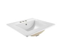 VEVOR Semi Recessed Bathroom Sink, 20.08 x 18.31 Inch Rectangular White Ceramic Vessel Sink with Overflow and 3 Faucet Holes, Drop in Modern Lavatory Vanity Bath Wash Bowl Basin Rectangle Small Space