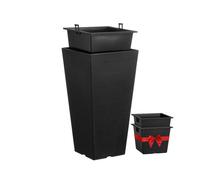 VEVOR Set of 2 Tall Outdoor Planters 22inch, Large Planters For Outdoor Indoor Plants, Black Tapered Square Front Porch Flower Tree Plant Pots with Modern Design and Built-in Drainage