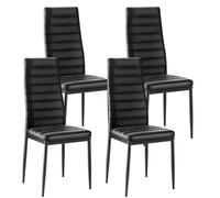 VEVOR Modern Dining Room Accent Chairs Set of 4, Upholstered Leather Side Chair for Dining Tables, Space-Saving Kitchen Table Chair with Thick Cushions and Metal Legs, Black