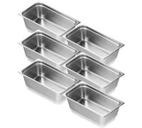 VEVOR Set of 6 Non-stick Kitchen Food Containers, Stainless Steel Tabletop Container Tray 0.8 mm Thick for Catering Commercial Use Without Lid