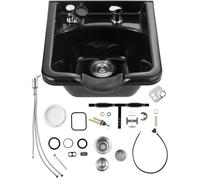 VEVOR Shampoo Bowl, ABS Plastic Shampoo Sink for Salons and Home, Easy to Clean and Install Salon Shampoo Bowls for Hair Stylists, Shampoo Sink for Spa Center, Barbershop and Beauty Salon Use, Black