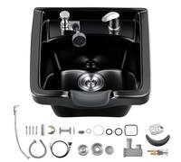 VEVOR Shampoo Bowl Black Ceramic Professional Shampoo Sink with Faucet | For Salons, Hair Stylists & Barber Stores Use, Backwash Basin Beauty Salon Equipment with Drain Hose, Showerhead & Hair Trap