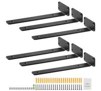 Vevor Shelf Bracket, 12In L X 4In W X 1.6In H 6 Pcs, Heavy Duty Floating Shelf Brackets, Brackets For Shelves, 5mm Thick