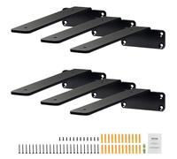 VEVOR Shelf Bracket, 6”L x 4”W x 1.6”H 6 Pcs, Heavy Duty Floating Shelf Brackets, Brackets for Shelves, 5mm Thick Matte Black L Shelf Bracket,Steel Shelving Brackets with 160 lbs Load Capacity