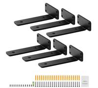 Vevor Shelf Bracket, 6In L X 4In W X 1.6In H 6 Pcs, Heavy Duty Floating Shelf Brackets, Brackets For Shelves, 5mm Thick