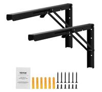 VEVOR Shelf Bracket Foldable, 24” L 2 Pcs , Heavy Duty Floating Shelf Brackets, Brackets for Shelves, 5mm Thick Matte Black L Shelf Bracket,Steel Shel