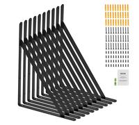 VEVOR Shelf Bracket, 12 x 8 in 10 Pcs, Heavy Duty Floating Shelf Brackets, Brackets for Shelves, 3mm Thick Matte Black Triangle Shelf Bracket,Steel Shelving Brackets with 160 lbs Load Capacity