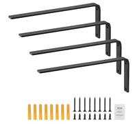 VEVOR Shelf Bracket, Heavy Duty Floating Shelf Brackets 10 x 6 in, 4 Pcs Brackets for Shelves, 5mm Thick Matte Black L Shelf Bracket,Steel Shelving Brackets with 160 lbs Load Capacity