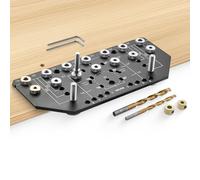 VEVOR Shelf Pin Jig and Hinge Jig Two-in-One, Aluminum Alloy Cabinet Hardware Hole Drilling Template with 6.4 and 4.8 mm Drill Bits, for Cabinet Doors Bookshelves Wardrobes Woodworking and DIY