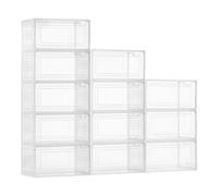 VEVOR Shoe Storage Boxes, 12 Pack Clear Stackable Shoe Boxes Storage Organizers with Magnetic Door, Fit up to US Size 13, Plastic Sneaker Containers for High Heels, Boots, and Hats, Transparent White