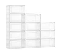 VEVOR Shoe Storage Boxes, 12 Pack Clear Stackable Shoe Boxes Storage Organizers with Magnetic Door, Fit up to US Size 13, Plastic Sneaker Containers for High Heels, Boots, and Hats, Transparent White