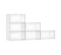 VEVOR Shoe Storage Boxes, 6 Pack Clear Stackable Shoe Boxes Storage Organizers with Magnetic Door, Fit up to US Size 13, Plastic Sneaker Containers for High Heels, Boots, and Hats, Transparent White