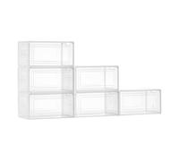 VEVOR Shoe Storage Boxes, 6 Pack Clear Stackable Shoe Boxes Storage Organizers with Magnetic Door, Fit up to US Size 13, Plastic Sneaker Containers for High Heels, Boots, and Hats, Transparent White