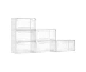 VEVOR Shoe Storage Boxes, 6 Pack Clear Stackable Shoe Boxes Storage Organizers with Magnetic Door, Fit up to US Size 13, Plastic Sneaker Containers fo