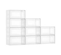 VEVOR Shoe Storage Boxes, 9 Pack Clear Stackable Shoe Boxes Storage Organizers with Magnetic Door, Fit up to US Size 13, Plastic Sneaker Containers for High Heels, Boots, and Hats, Transparent White
