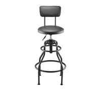 VEVOR Shop Stool with Backrest, Pneumatic Garage Seat/Work Stool with 300 lbs Capacity, Adjustable Height Roller Creeper Seat, 360° Swivel Padded Workshop Stool, for Garage, Shop & Auto Repair, Black
