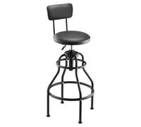 VEVOR Shop Stool with Backrest, Pneumatic Garage Seat/Work Stool with 300 lbs Capacity, Adjustable Height Roller Creeper Seat, 360° Swivel Padded Workshop Stool, for Garage, Shop & Auto Repair, Black